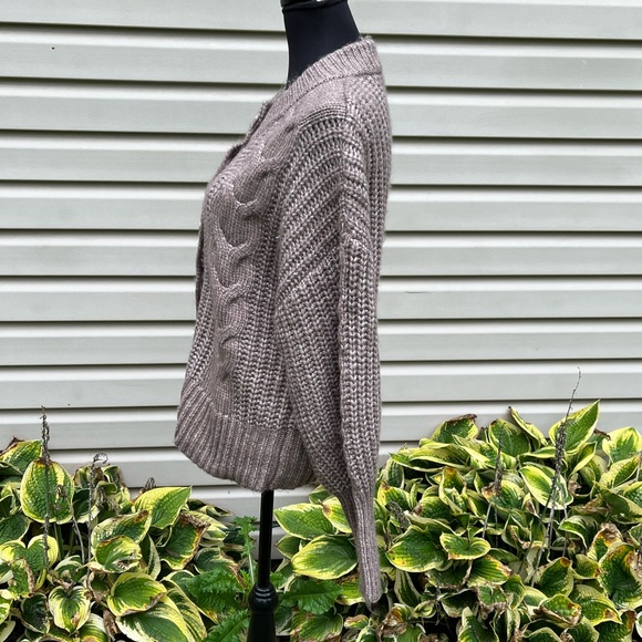 NWT A New Day Brown Chunky Gold Button Front Cardigan - Picture 3 of 5